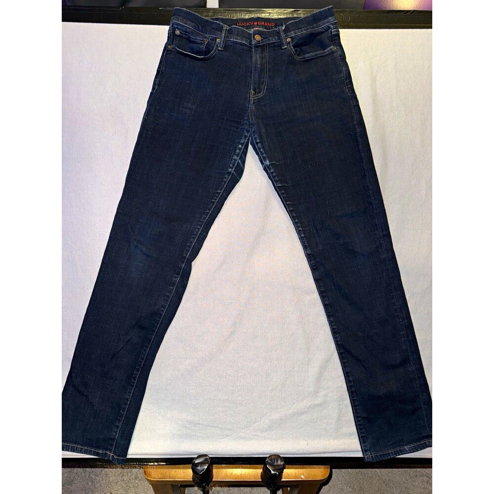 Lucky Brand Mens Dark Wash Blue Denim Jeans Slim Skinny Fit 5-Pocket Button